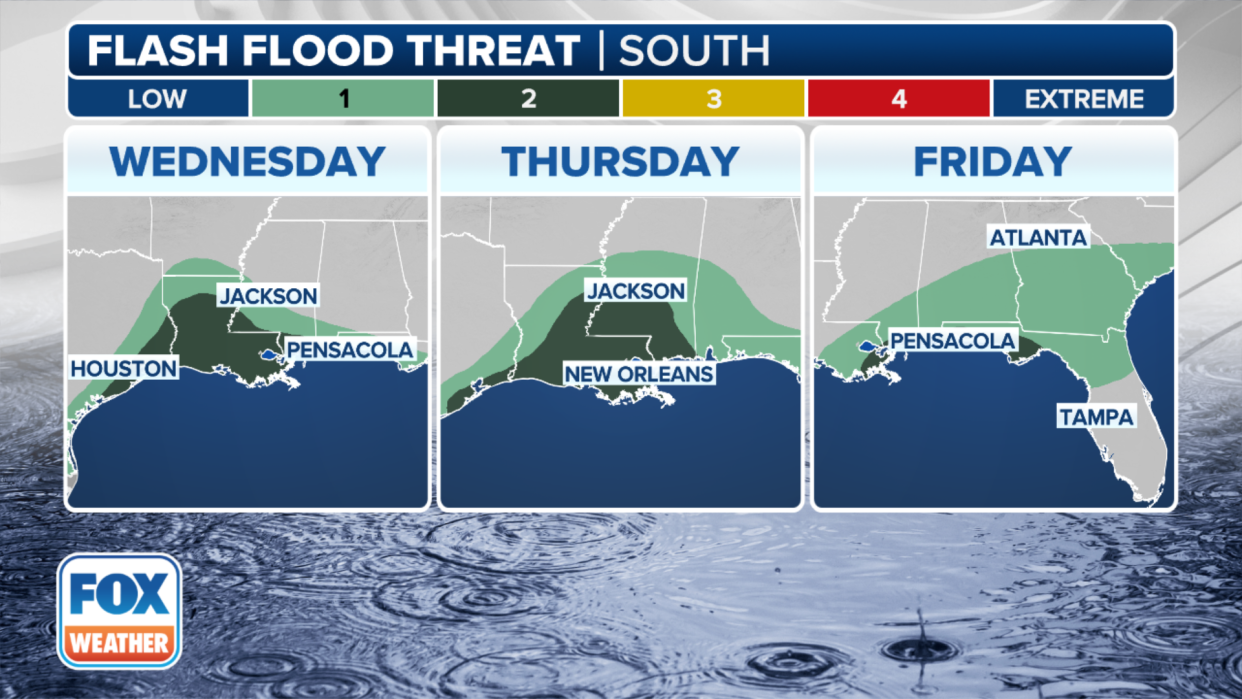 This graphic shows the flash flood threat through Friday, Sept. 6, 2024.