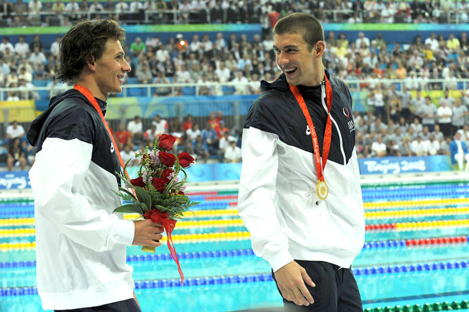 The fun continues with the 400m IM medal ceremony. (Credit: Helen H. Richardson/The Denver Post via Getty Images)