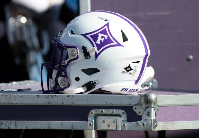 <p>Charles Mitchell/Icon Sportswire via Getty </p> Bryce Stanfield played for the Furman Paladins football team