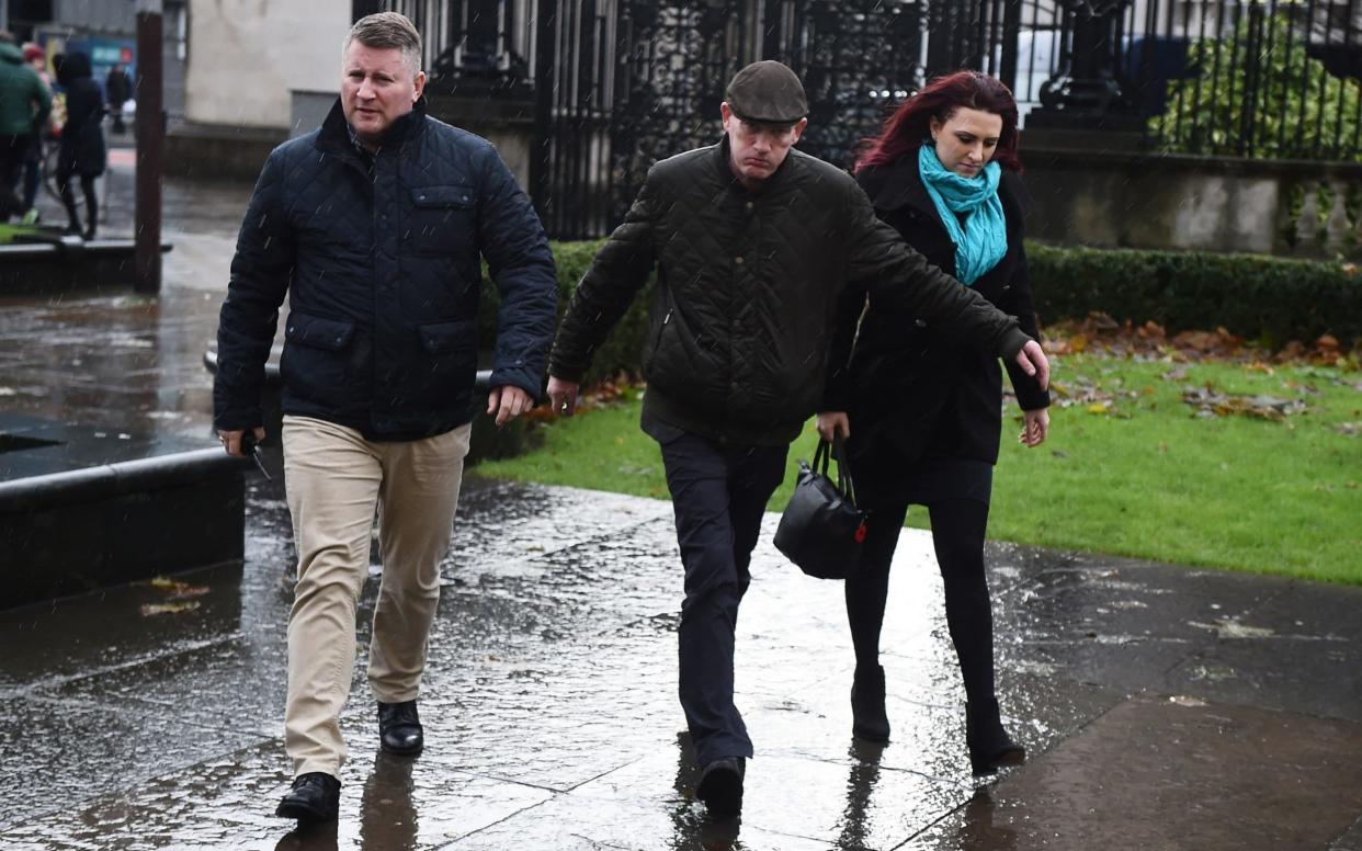 Jayda Fransen (R) arrives at Belfast Laganside Courts along with Paul Golding (L). - Getty Images Europe