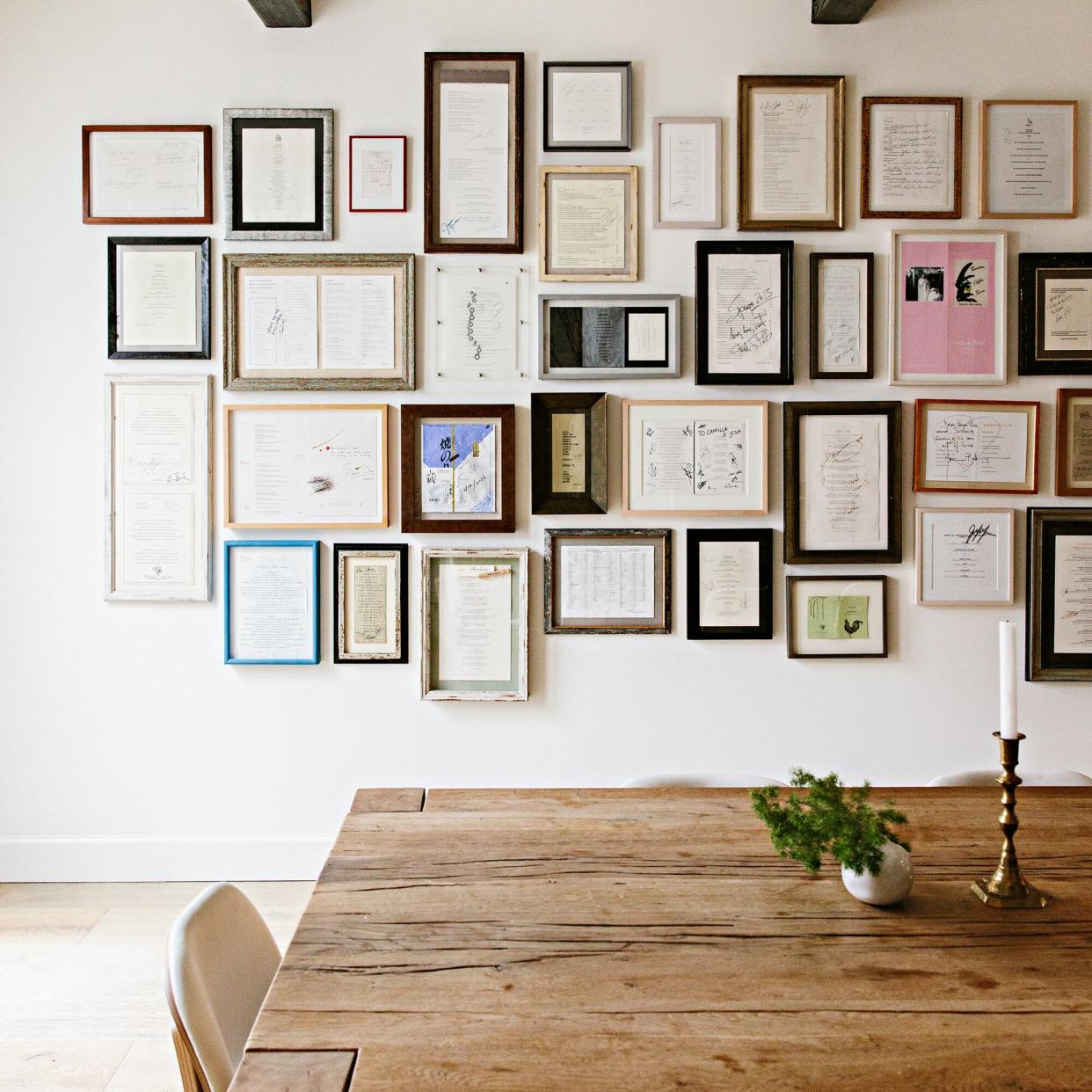 Chef Camilla Marcus lets intuition guide the placement of the menus on her wall