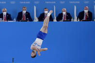 Artem Dolgopyat of Israel, performs on the floor exercise during the artistic gymnastics men's apparatus final at the 2020 Summer Olympics, Sunday, Aug. 1, 2021, in Tokyo, Japan. (AP Photo/Gregory Bull)