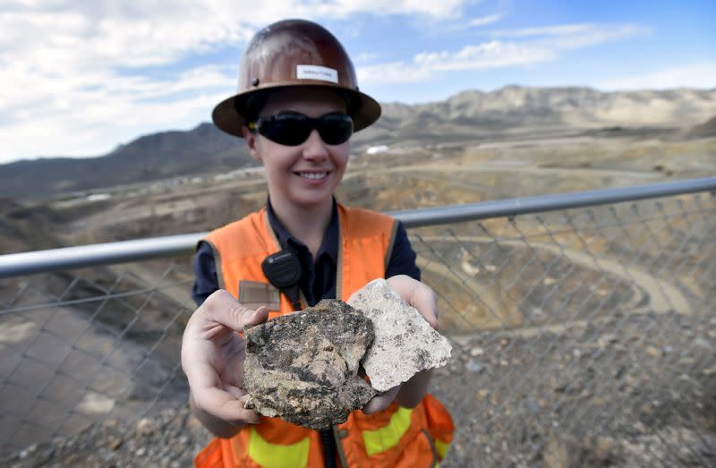 FILE PHOTO: A piece of ore containing rare earths