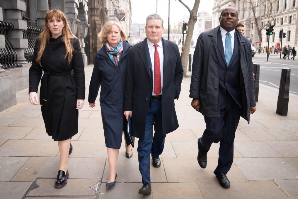 (left to right) Labour deputy Leader Angela Rayner, shadow leader of the House of Lords Baroness Angela Smith, Labour leader Sir Keir Starmer and shadow foreign secretary David Lammy (PA) (PA Archive)