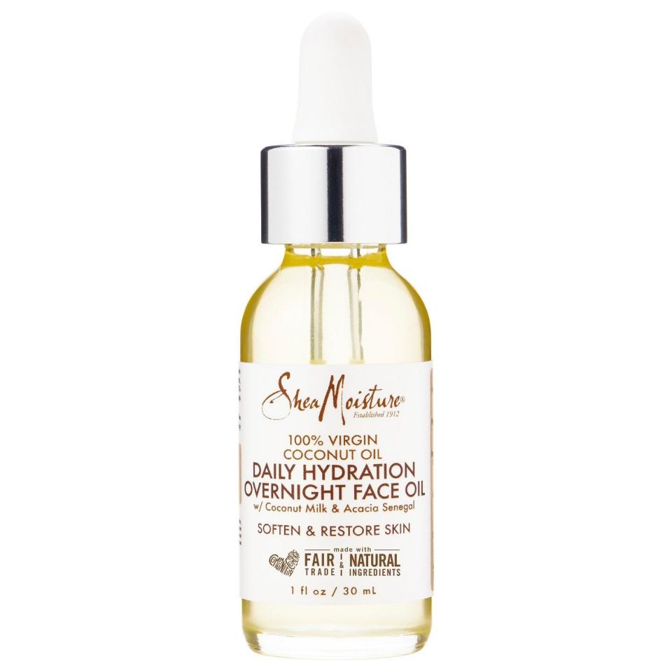 Deeply restore your skin overnight with <a href="https://www.target.com/p/sheamoisture-virgin-coconut-oil-daily-hydration-overnight-face-oil-1oz/-/A-52378725" target="_blank">this $9 lightweight oil</a> that adapts to all skin types.