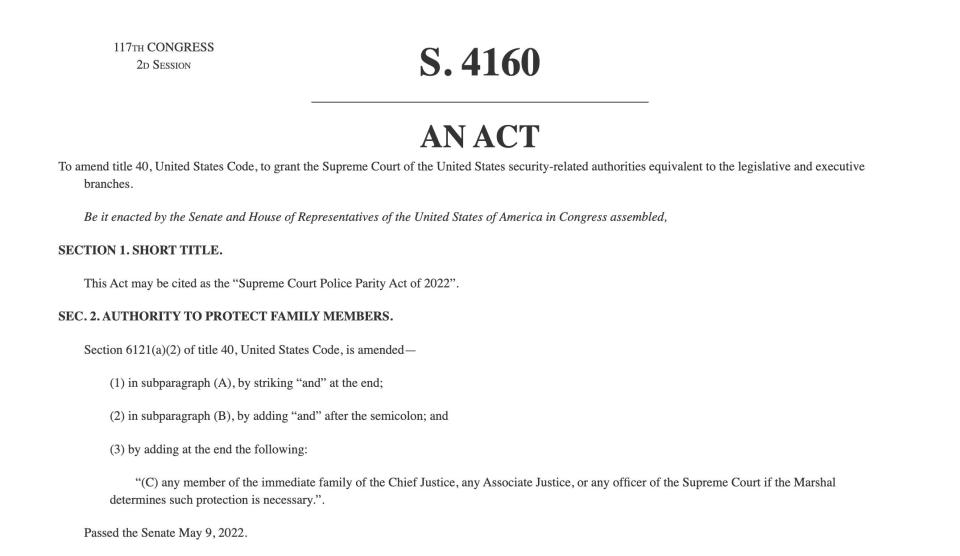 Screenshot of the entirety of the Supreme Court Policy Parity Act.