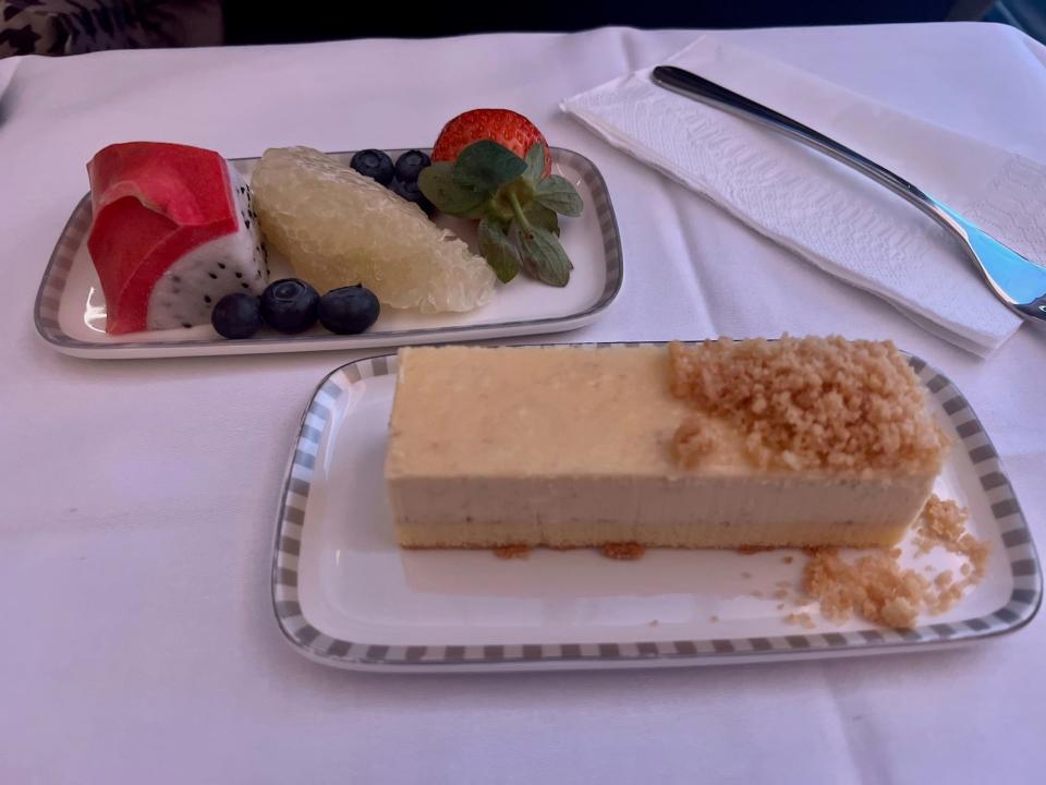The fruit and cheesecake desserts.