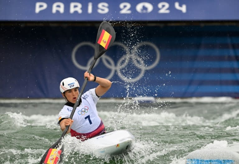 Maialen Chourraut compite durante una serire clasificatoria del eslalon de kayak individual de los Juegos Olímpicos de París, el 27 de julio de 2024 en Vaires-sur-Marne (Olivier Morin)