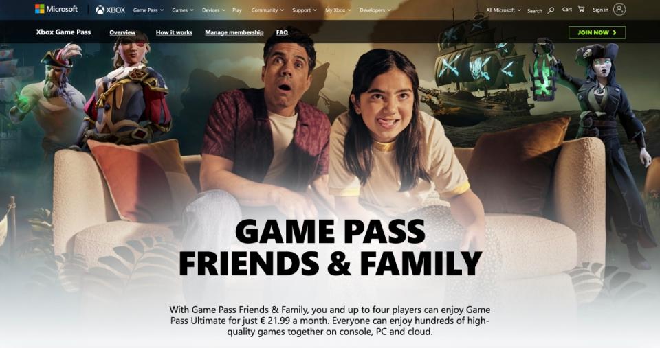 Microsoft Sets Prices for Xbox Game Pass Friends and Family Subscription Plans, Allows Up to 5 People to Share