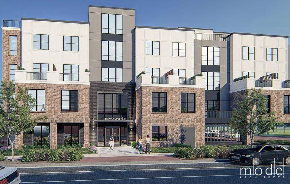 A rendering of a proposed apartment building at 1001 First Ave. in Asbury Park.