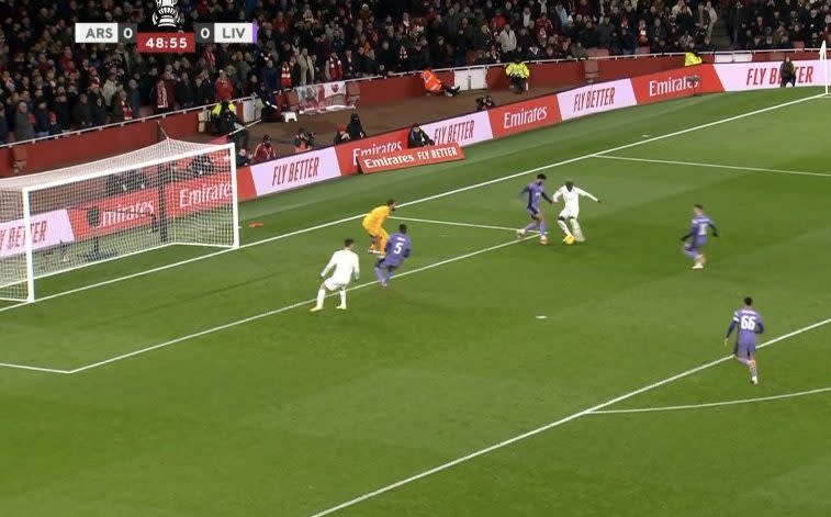 Joe Gomez blocked Bukayo Saka's shot