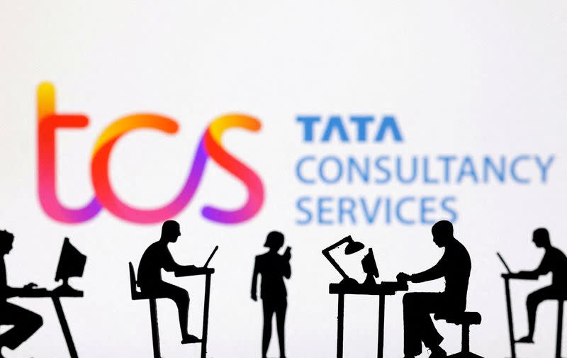 FILE PHOTO: FILE PHOTO: Illustration shows TCS: Tata Consultancy Services logo