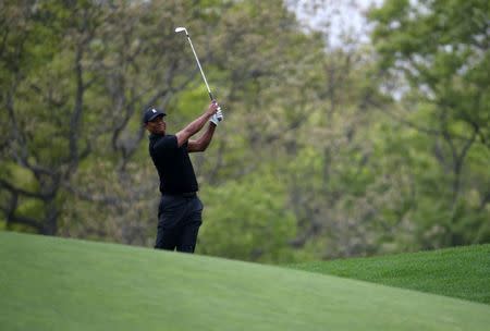 May 17, 2019; Bethpage, NY, USA; Tiger Woods on the sixth hole during the second round of the PGA Championship golf tournament at Bethpage State Park - Black Course. Mandatory Credit: Peter Casey-USA TODAY Sports