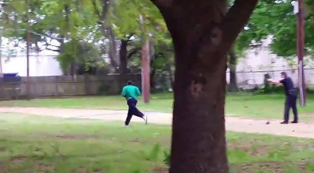 North Charleston police officer Michael Slager is seen allegedly shooting Walter Scott, 50, in the back as he runs away. Photo: Reuters