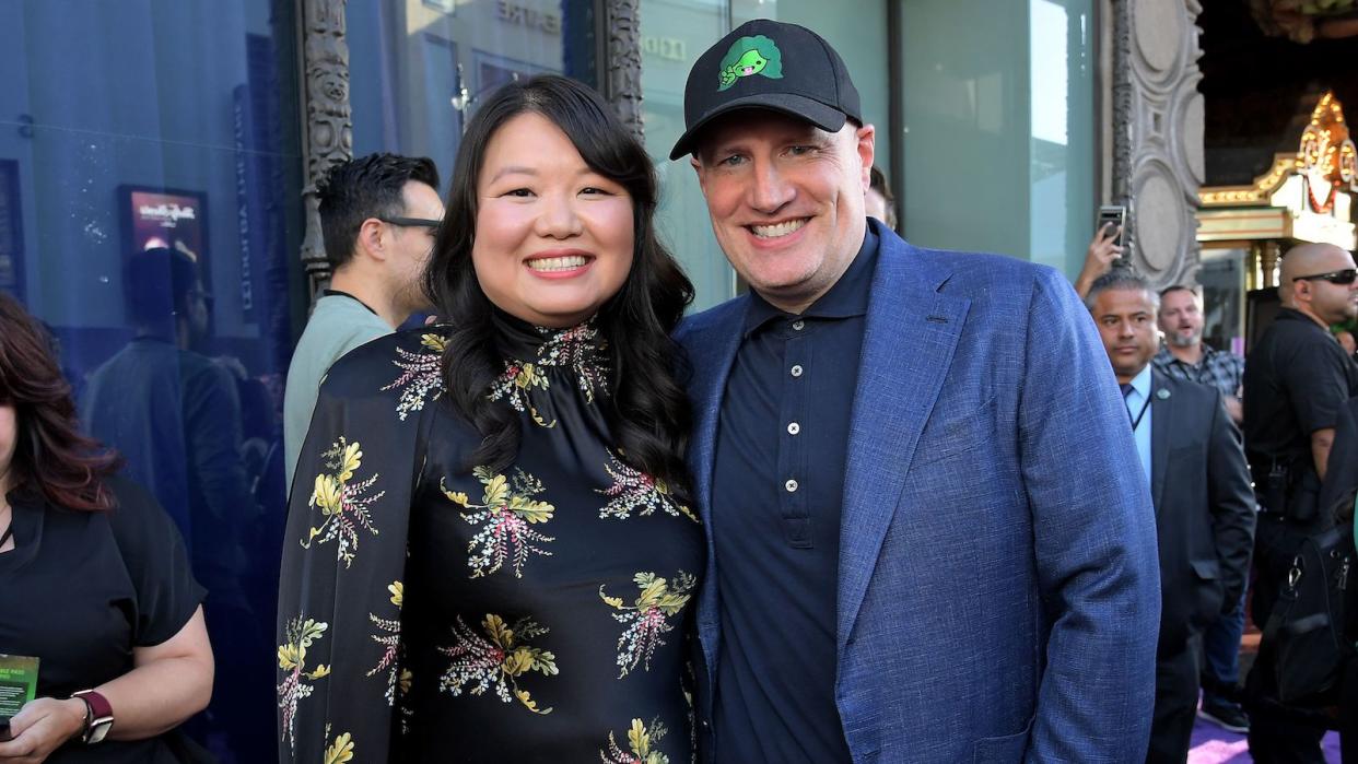 Jessica Gao and Marvel Studios chief Kevin Feige at the world premiere of “She-Hulk: Attorney at Law.” - Credit: Charley Gallay/Getty Images for Disney