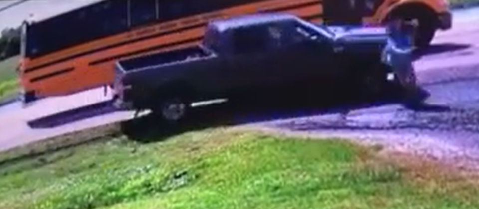 This video image shows how close the pickup came to the student as she ran.