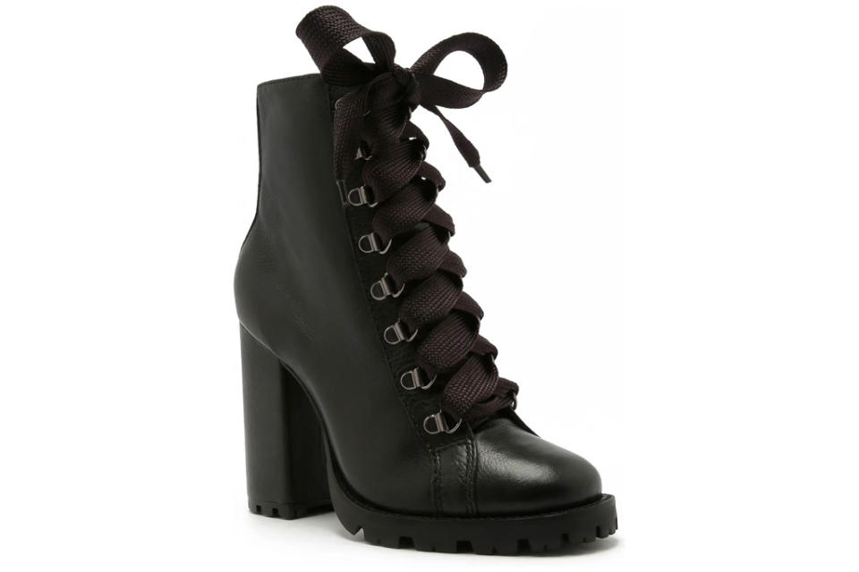 boots, combat boots, lace up, heeled, platform, black, schutz