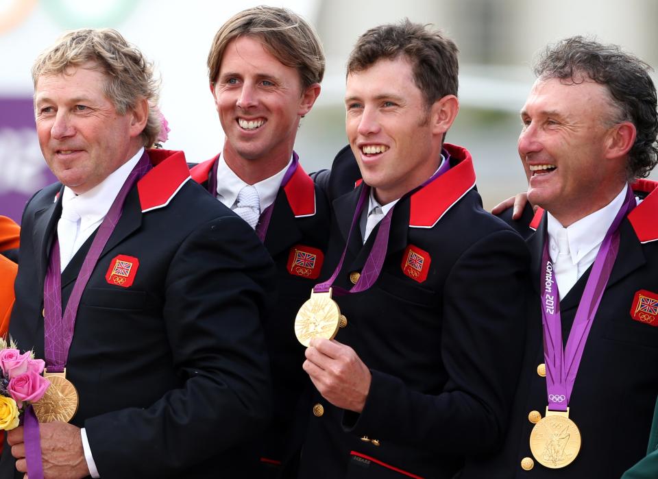 Great Britain’s gold medal-winning showjumping team at London 2012 (left to right): Nick Skelton, Ben Maher, Scott Brash, Peter Charles (Andrew Milligan/PA) (PA Wire)