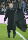 <p>Turkey’s President Recep Tayyip Erdogan, walks to meet the players prior to what the organizers said was a soccer match between Turkey’s soccer stars against terrorism, in Istanbul, Thursday, Dec. 22, 2016. (AP Photo) </p>