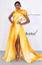 Jasmine shines in her sunny yellow Georges Chakra tie-dyed gown with a gathered ruffled shoulder detail, plus Stuart Weitzman sandals and de Grisogono jewels at the amfAR Gala.