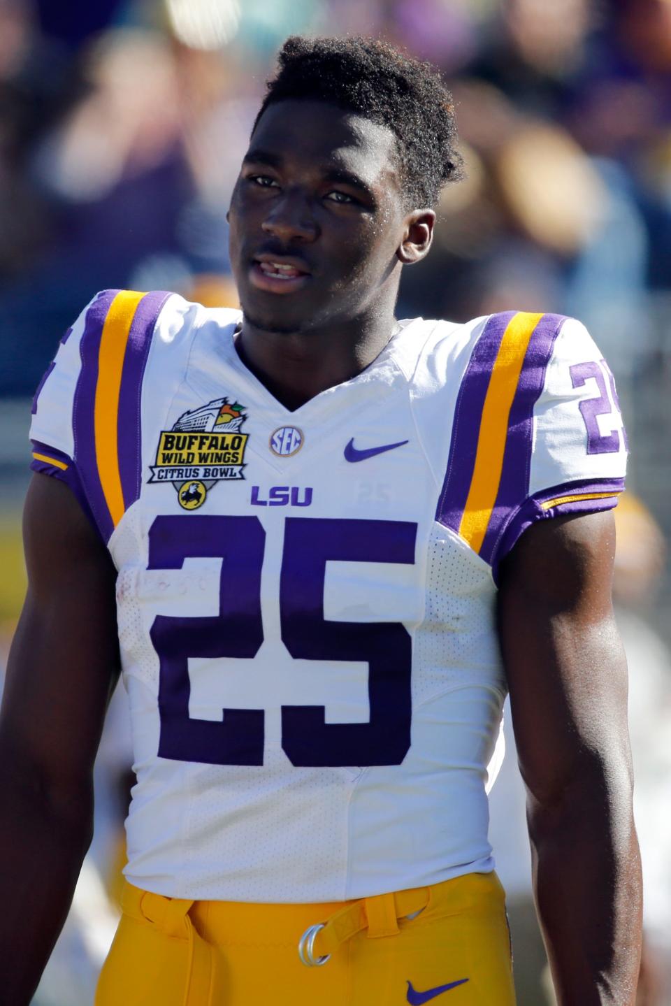 LSU Tigers wide receiver Drake Davis (25) prior to the game at Camping World Stadium on Dec. 31, 2016.