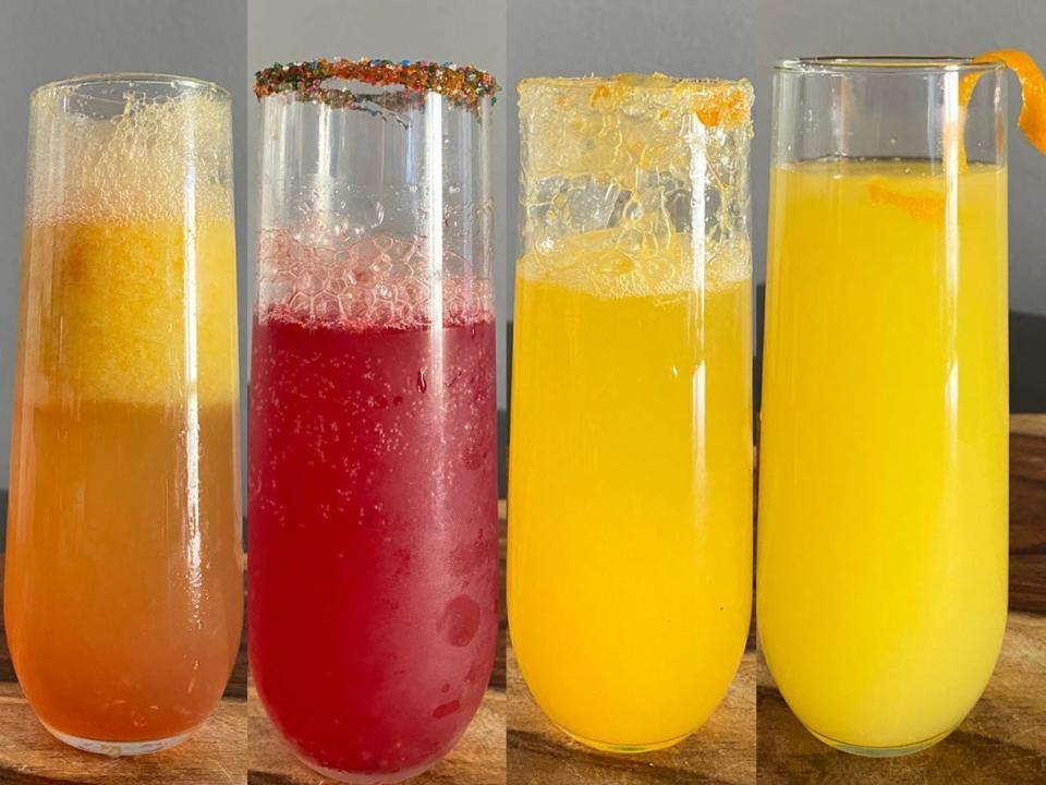 Four different mimosas from celebrity chefs