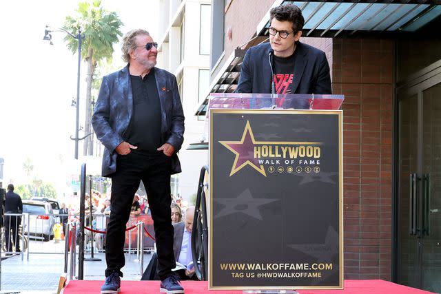 <p>Kevin Winter/Getty</p> Sammy Hagar and John Mayer onstage at the Walk of Fame Star Ceremony on April 30, 2024 in Hollywood