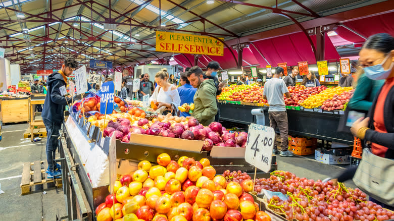 produce stalls at Queen Victoria Market, Melbourne