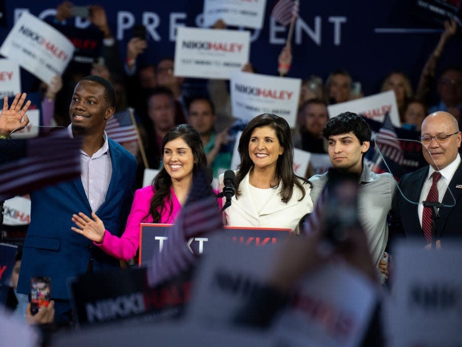 Nikki Haley with her family announcing her presidential run