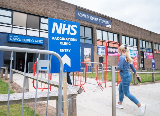 A mass coronavirus vaccination centre set up at Adwick Leisure Centre in Doncaster