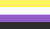 <p>Similar to being genderqueer or genderfluid, non-binary people's gender identity fluctuates. </p><p><a href="https://outrightinternational.org/content/flags-lgbtiq-community?gclid=CjwKCAjwqpP2BRBTEiwAfpiD-wxjLzKOUoPHCMJDDOXWqYw-a2SHEJAzRZkRkC-Ioo36GHlnIfnNFRoCr1oQAvD_BwE" rel="nofollow noopener" target="_blank" data-ylk="slk:OutRight Action International;elm:context_link;itc:0;sec:content-canvas" class="link ">OutRight Action International</a> says this pride flag was created in 2014 by Kye Rowan for non-binary people who didn't feel the genderqueer flag represents them. The term "queer" has also been used as a slur against the LGBT community, although many people have reclaimed the term. </p><p>Yellow: Represents genders outside of the gender binary</p><p>White: Represents people who identify with many or all genders</p><p>Purple: Represents genders that are a combination of male and female</p><p>Black: Represents people who are agender</p>