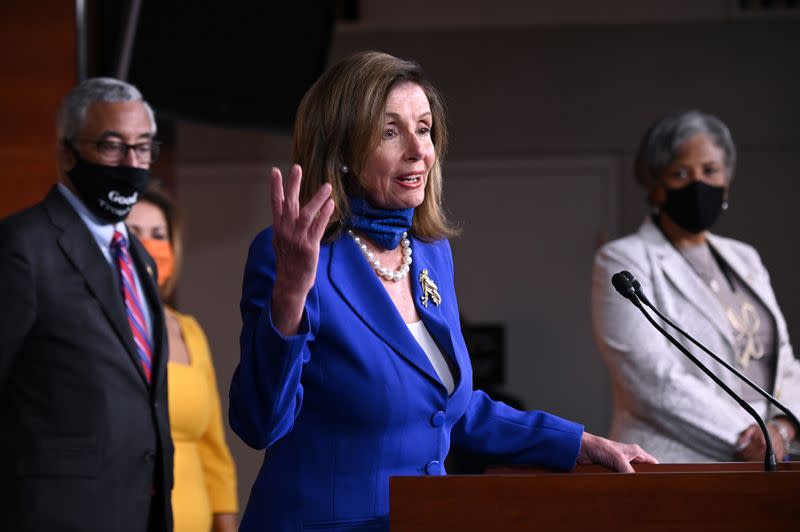 U.S. House Speaker Nancy Pelosi speaks at a news conference in the U.S. Capitol in Washington