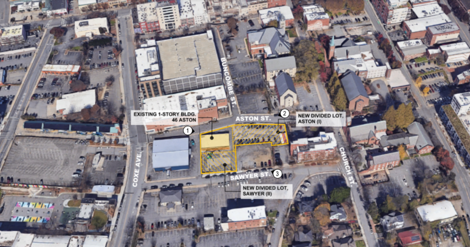 An aerial view of the .64 acre parcel on Aston Street where 231 micro-housing units have been proposed.