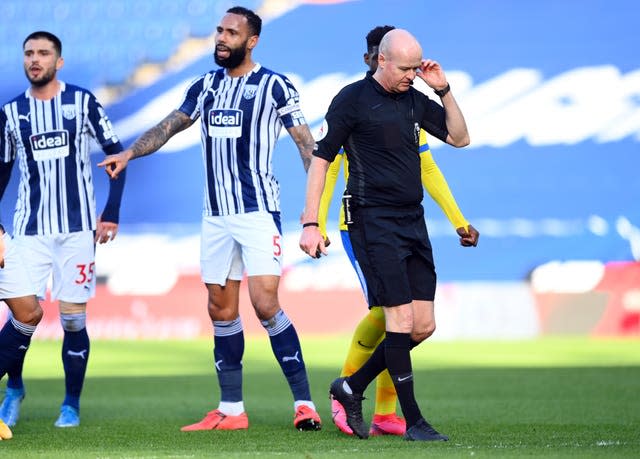 Lewis Dunk was upset his goal was not allowed to stand Clive Mason