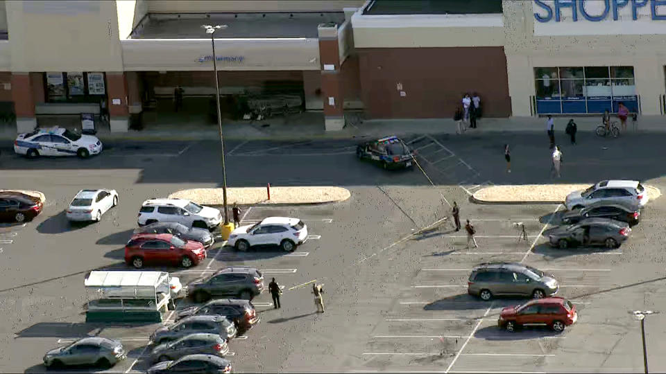 A man is dead, and a woman is injured after a security guard shot them after a physical altercation inside a Giant Food store in northwest Baltimore, police said. (WBAL)