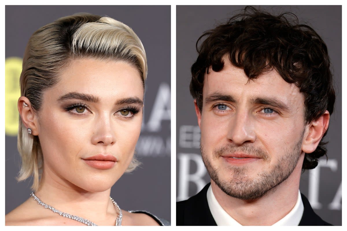 Florence Pugh (L) and Paul Mescal (R) pictured at Sunday’s Baftas (Getty)