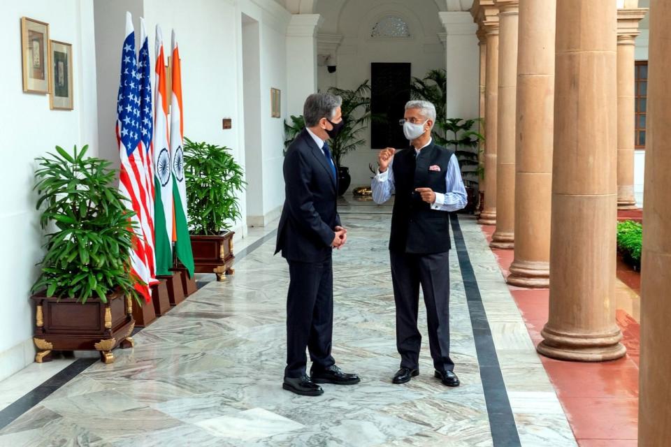 <div class="paragraphs"><p>Indian External Affairs Minister Dr S Jaishankar with US Secretary of State Antony Blinken during their meeting in New Delhi.</p></div>