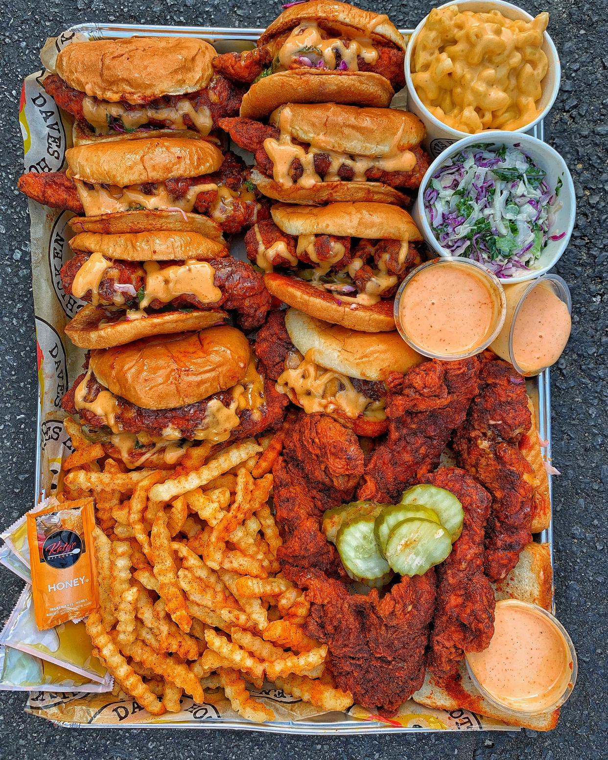 A platter of Dave's Hot Chicken is pictured.