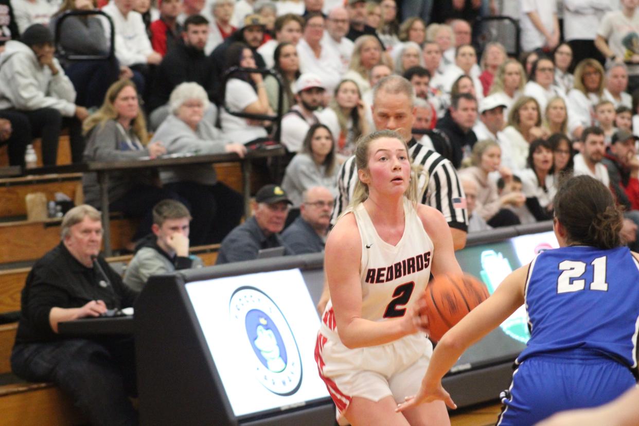 Loudonville's Corri Vermilya had her outside shot working against Danbury, as the senior hit three 3-pointers in the Redbirds regional semifinal win.