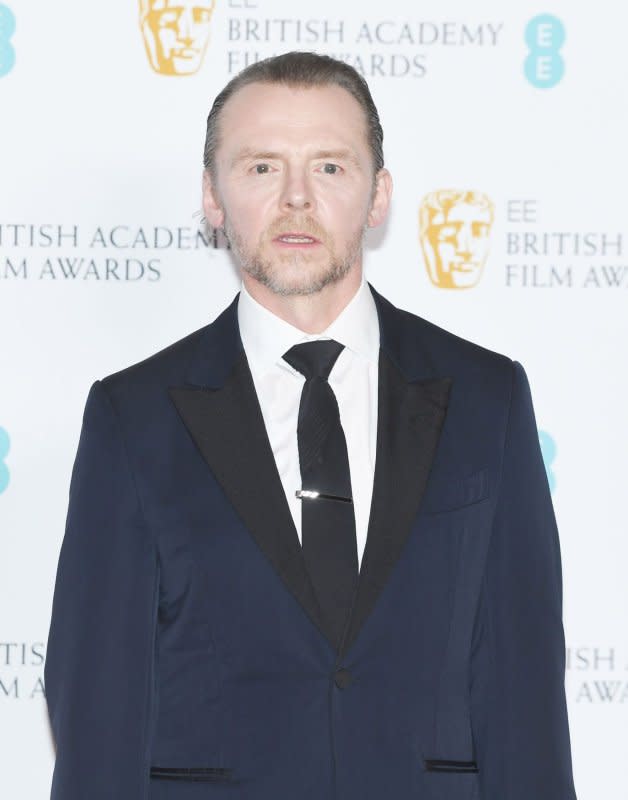 Simon Pegg attends the EE British Academy Film Awards at Royal Albert Hall in London on March 13, 2022. The actor turns 54 on February 14. File Photo by Rune Hellestad/UPI