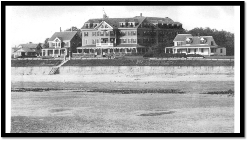 The Cliff Hotel in Scituate from the beach in the early 1900s.