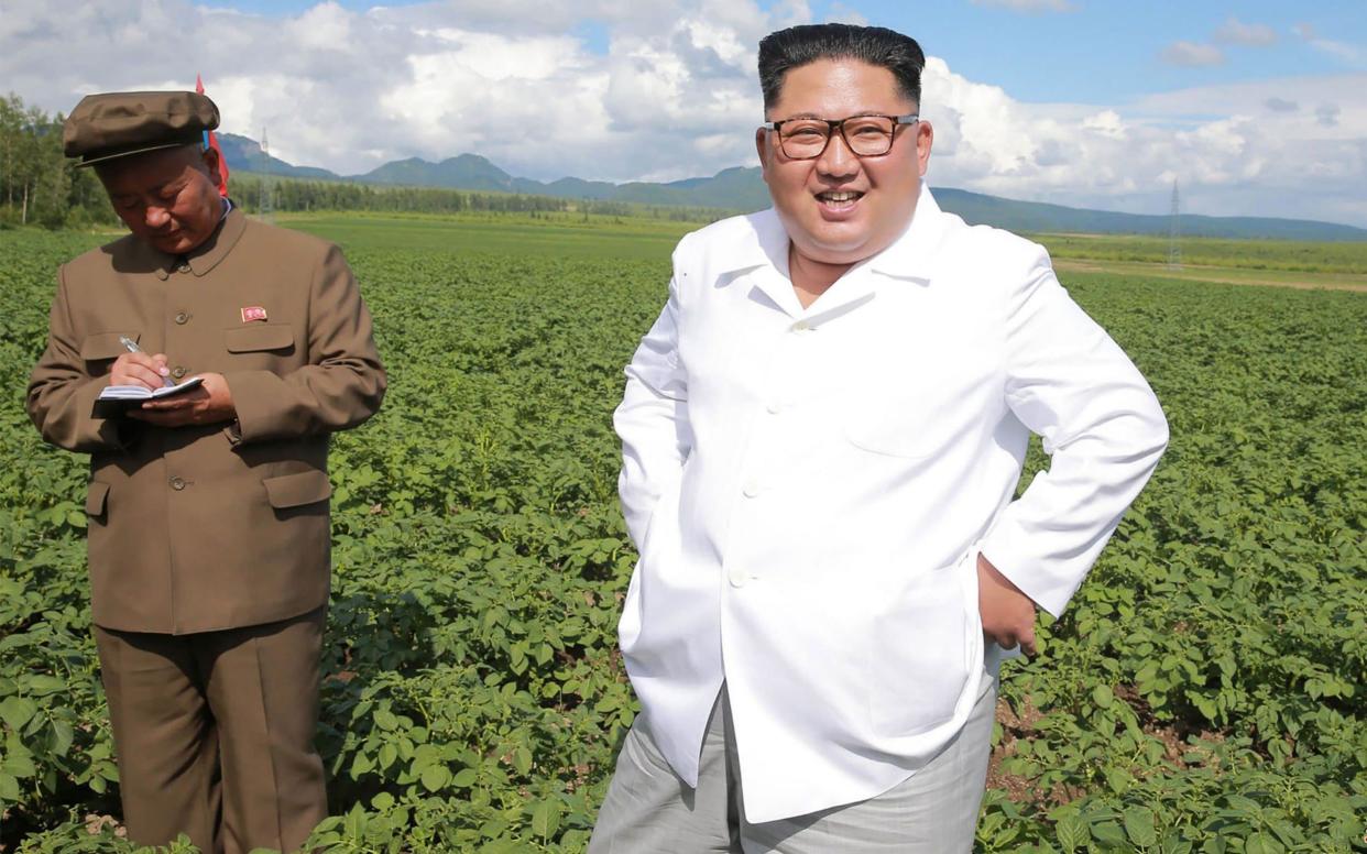 North Korean leader Kim Jong-un inspects a farm in Samjiyon County - AFP