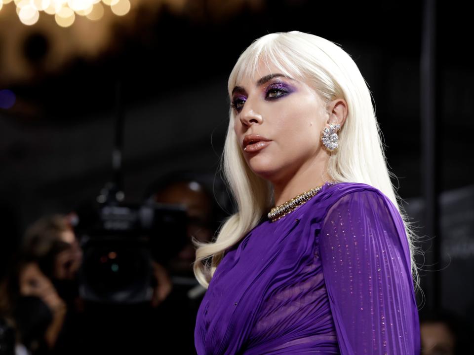 Lady Gaga in a purple dress