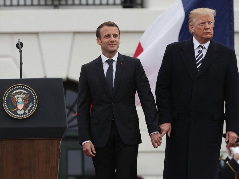 Trump and Macron’s friendship back in spotlight as US president flees domestic woes