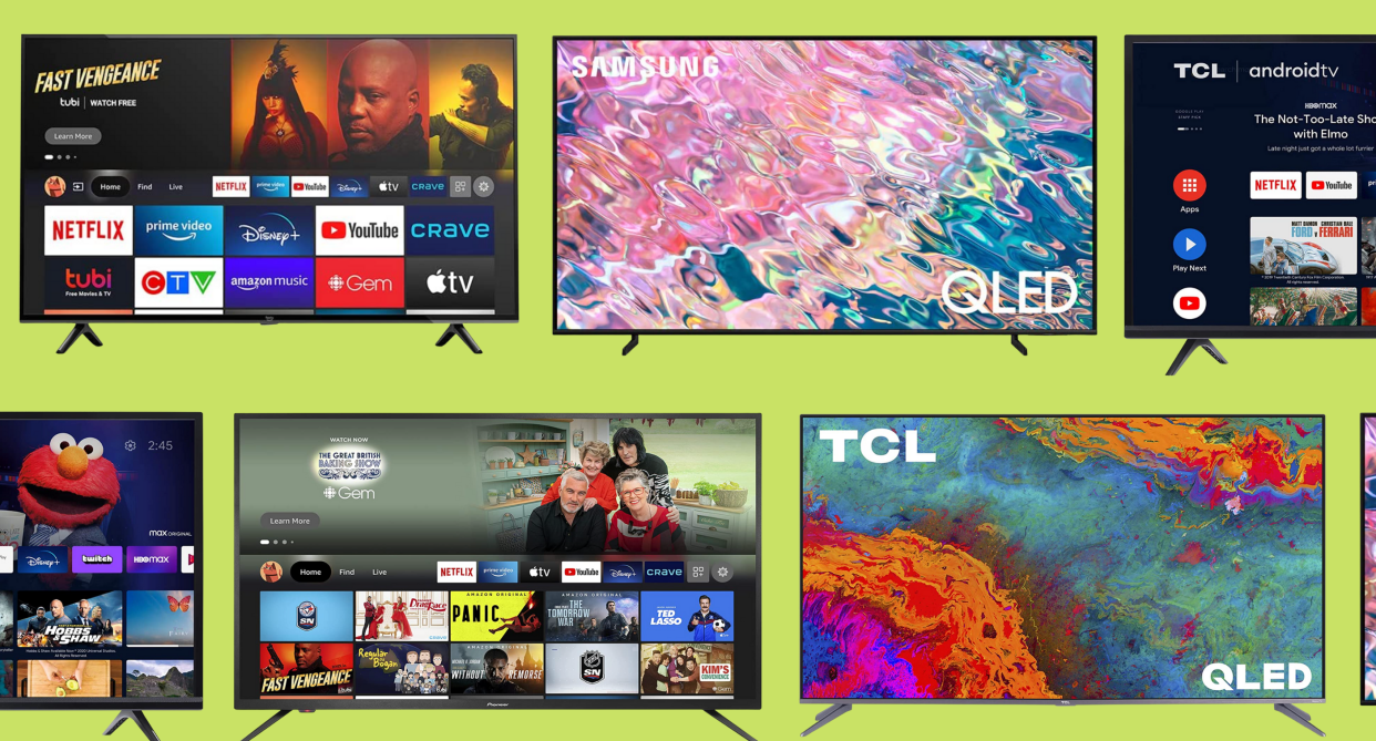 samsung, TCL, amazon prime TVs on green background, early amazon prime tv deals