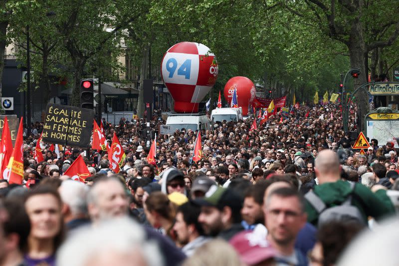 Traditional May Day labour union march in Paris