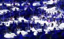 LONDON, ENGLAND - JULY 27: Children representing the Great Ormond Street Hospital, the NHS and children literature take part in the Opening Ceremony of the London 2012 Olympic Games at the Olympic Stadium on July 27, 2012 in London, England. (Photo by Clive Rose/Getty Images)