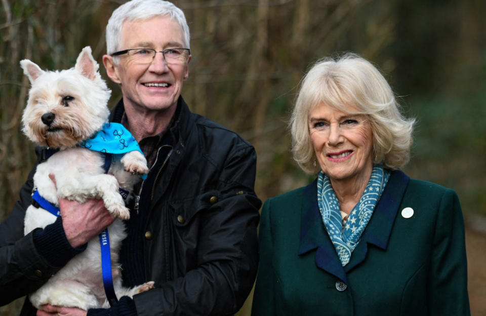 Paul O'Grady and Queen Consort Camilla - February 2022 - Battersea Brand Hatch Centre - Kent - Getty