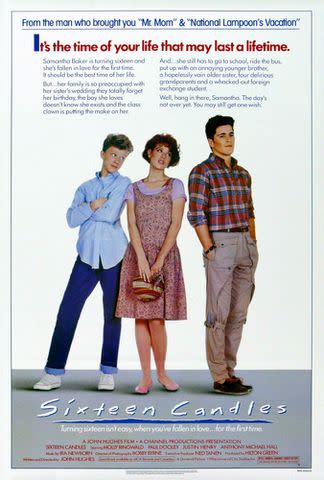<p>Universal Pictures</p><p> </p> The poster for the 1984 teen comedy Sixteen Candles
