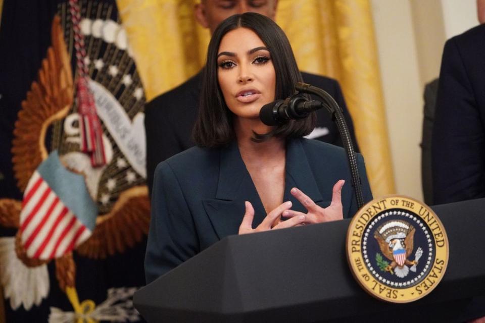 Kim Kardashian West speaking at the White House